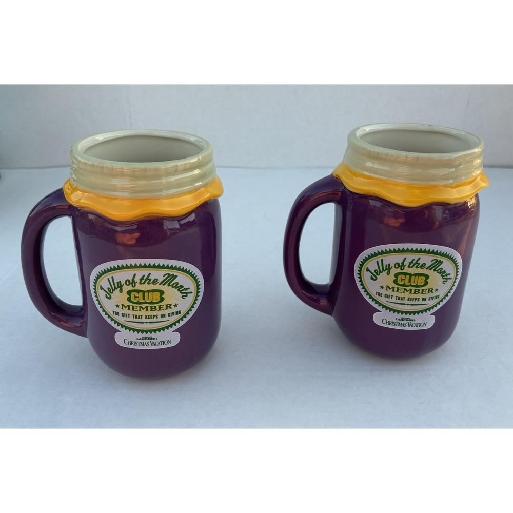 2 Christmas Vacation Jelly of the Month Club Purple Coffee Mug Cups Zak Designs